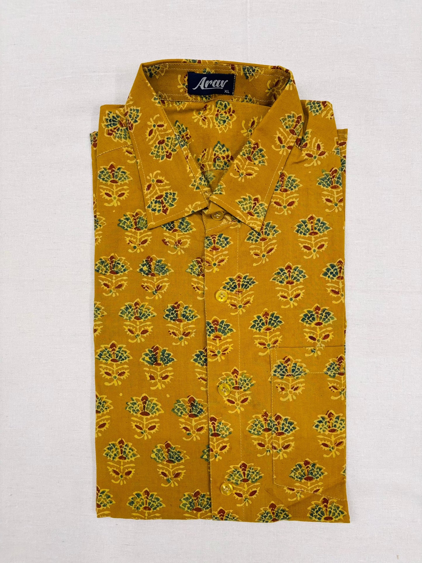 Arav Ethnics Men’s Ajrakh Cotton Shirt – Full Sleeve