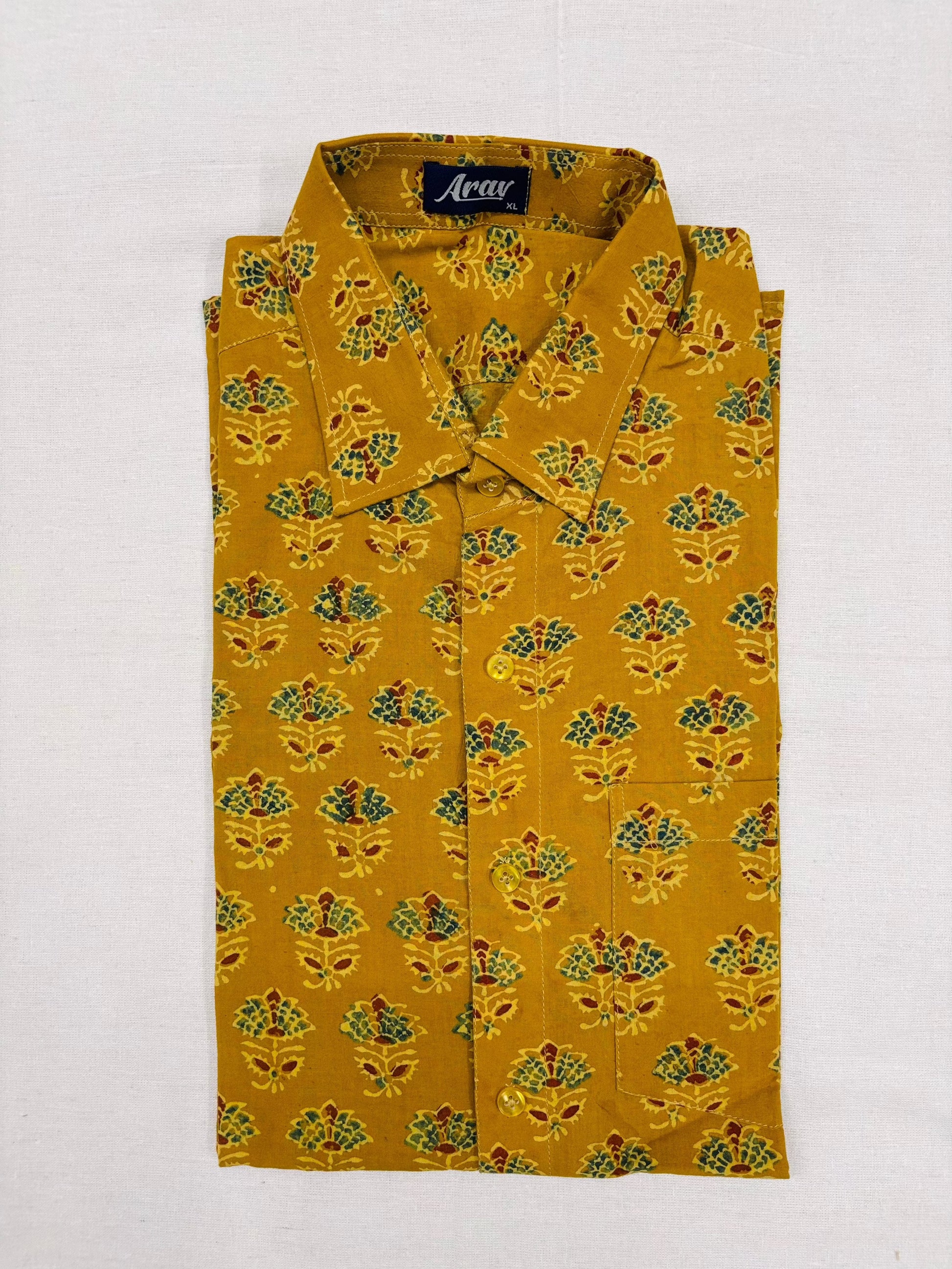 Arav Ethnics Men’s Ajrakh Cotton Shirt – Full Sleeve