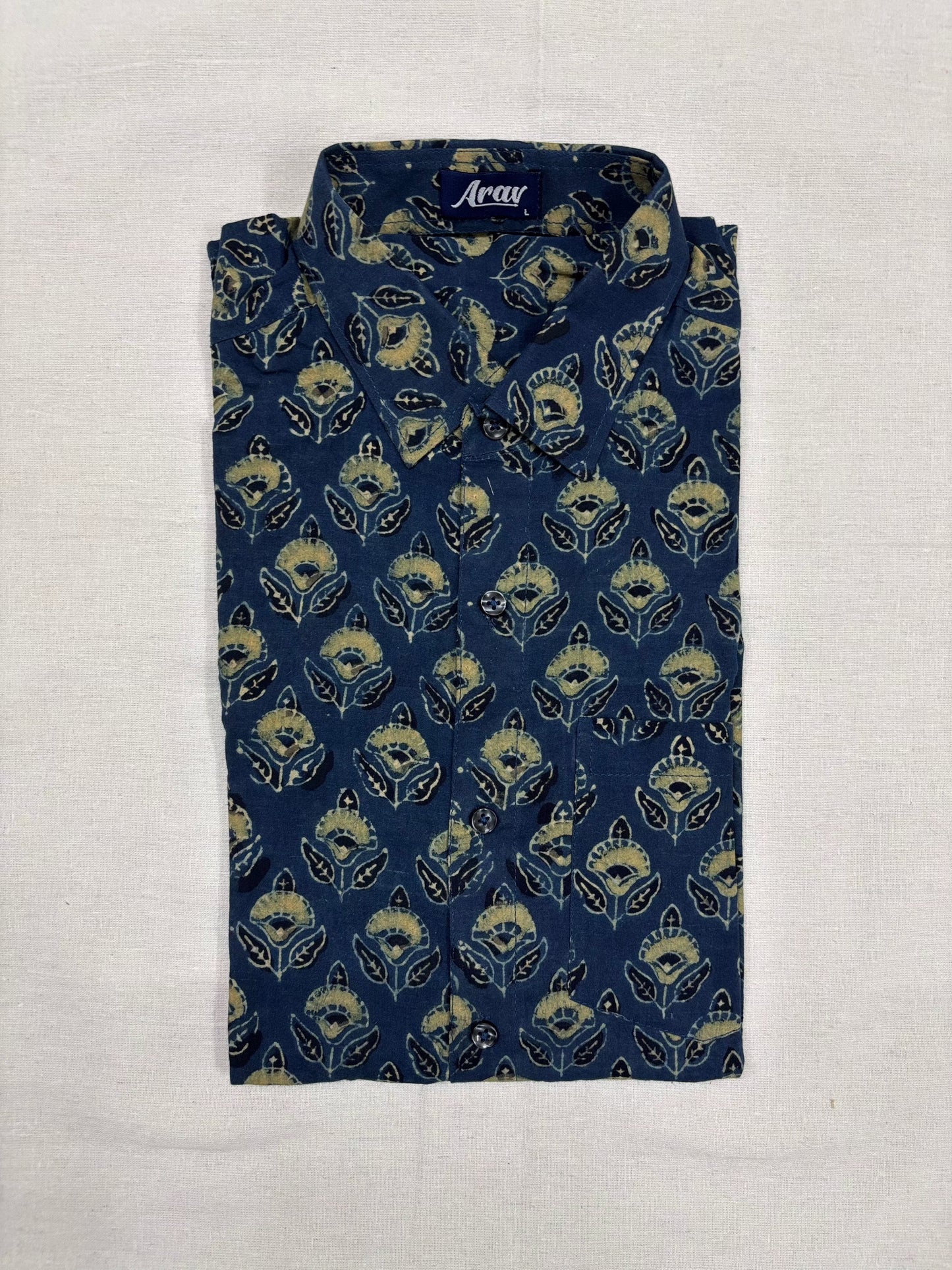 Arav Ethnics Men’s Ajrakh Cotton Shirt – Full Sleeve