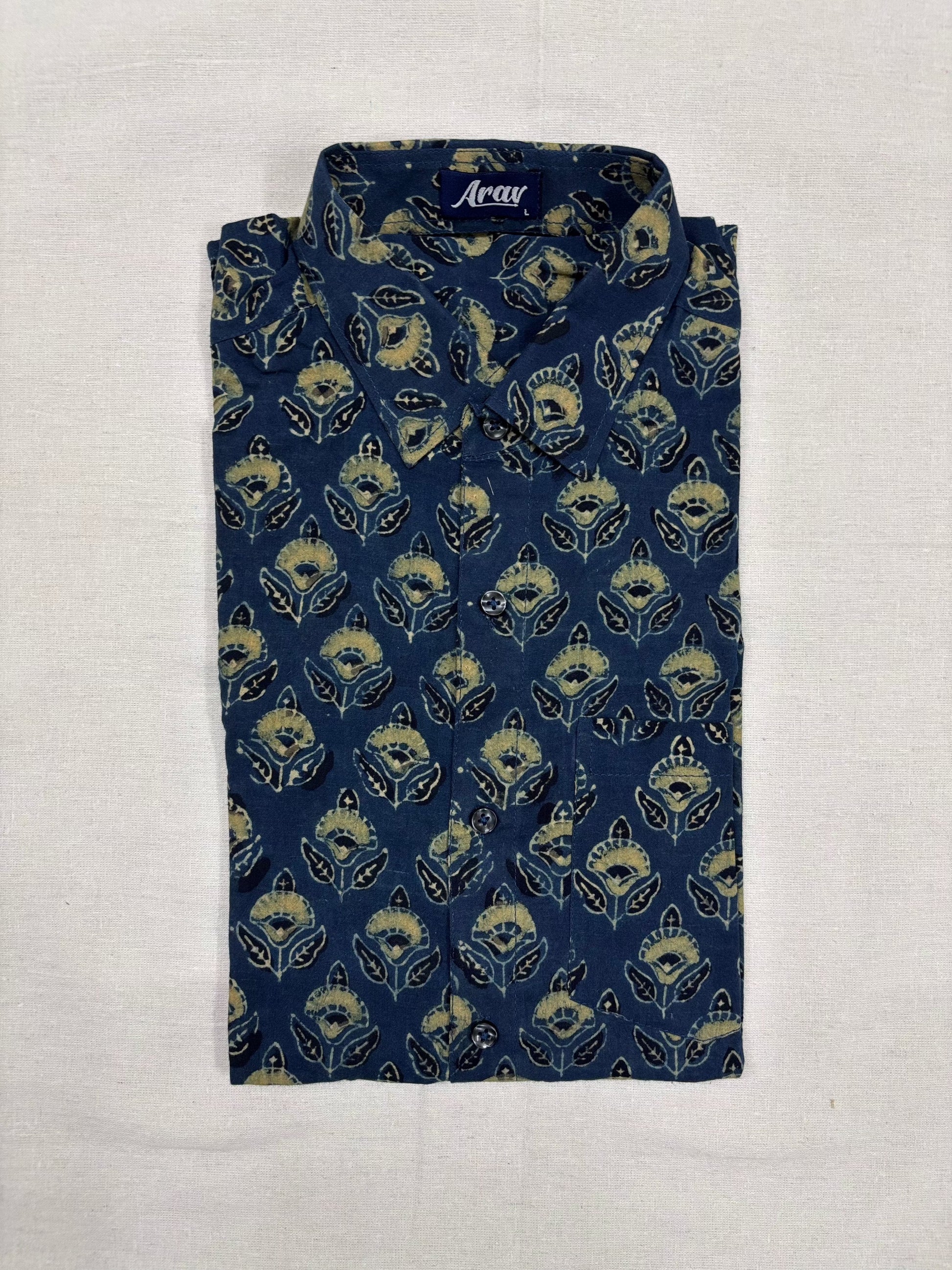 Arav Ethnics Men’s Ajrakh Cotton Shirt – Full Sleeve