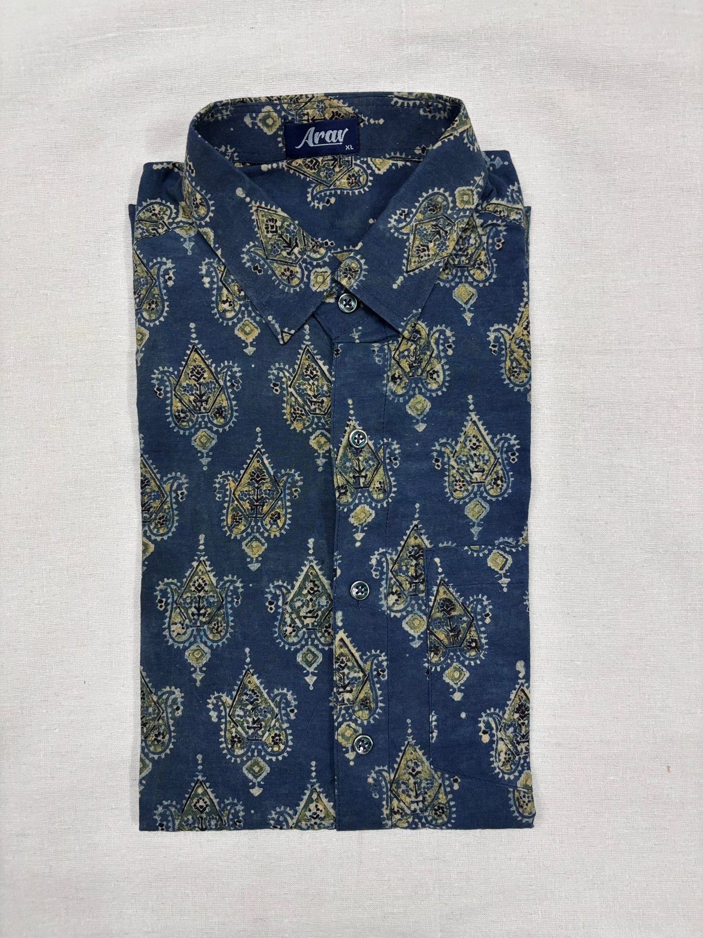 Arav Ethnics Men’s Ajrakh Cotton Shirt – Full Sleeve