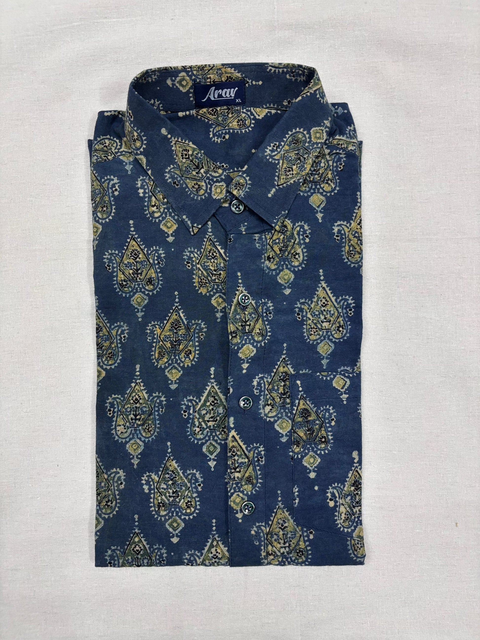 Arav Ethnics Men’s Ajrakh Cotton Shirt – Full Sleeve