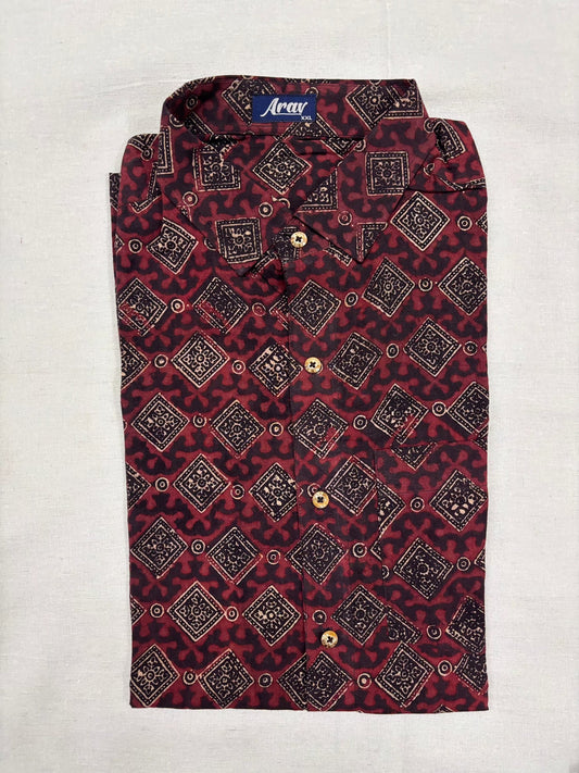 Arav Ethnics Men’s Ajrakh Cotton Shirt – Full Sleeve