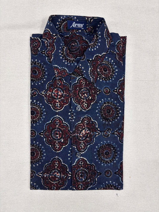Arav Ethnics Men’s Ajrakh Cotton Shirt – Full Sleeve