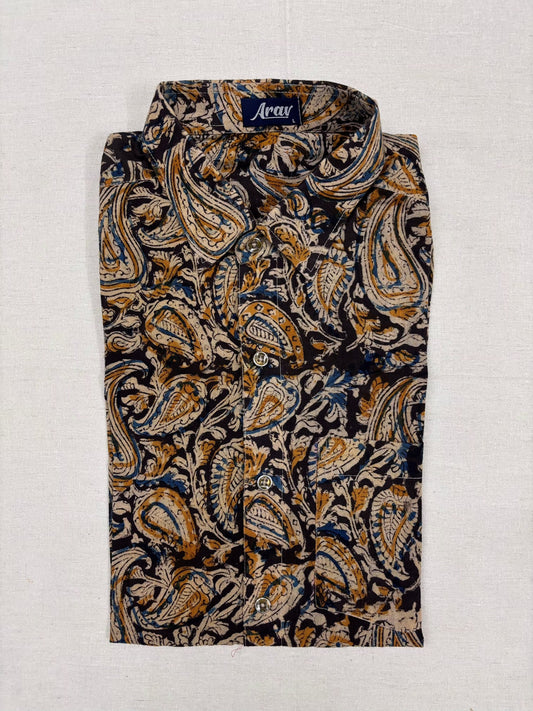 Arav Ethnics Men’s Kalamkari Cotton Shirt – Full Sleeve