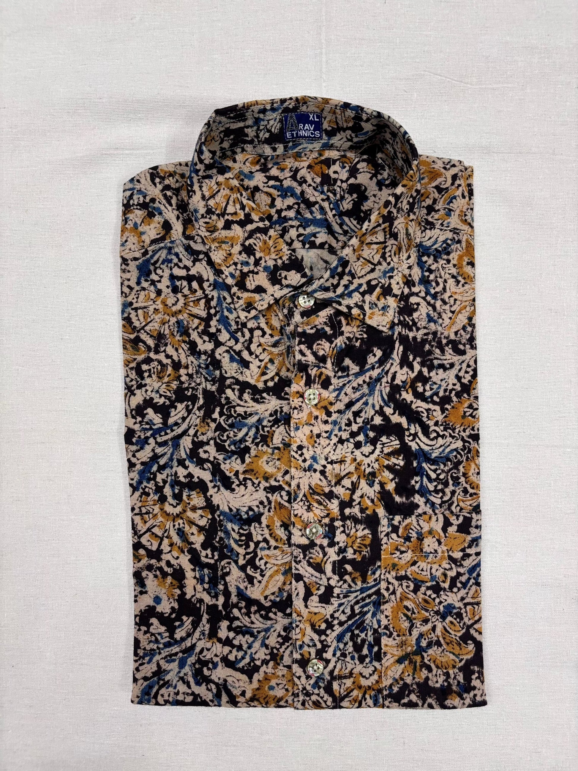 Arav Ethnics Men’s Kalamkari Cotton Shirt – Full Sleeve