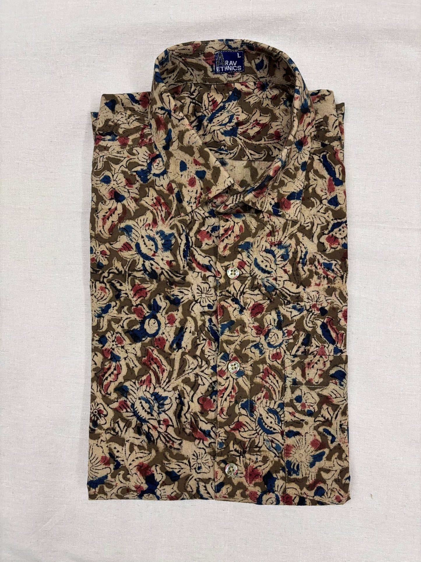 Arav Ethnics Men’s Kalamkari Cotton Shirt – Full Sleeve