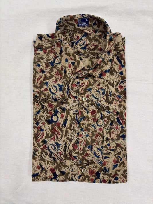 Arav Ethnics Men’s Kalamkari Cotton Shirt – Full Sleeve