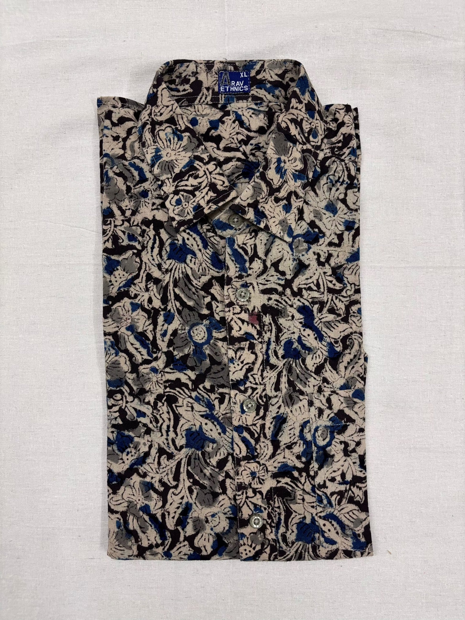 Arav Ethnics Men’s Kalamkari Cotton Shirt – Full Sleeve