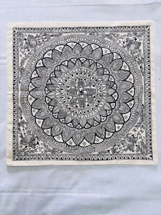 Arav Ethnics  Mithila Calm - Madhubani Hand-Painted Cushion Covers