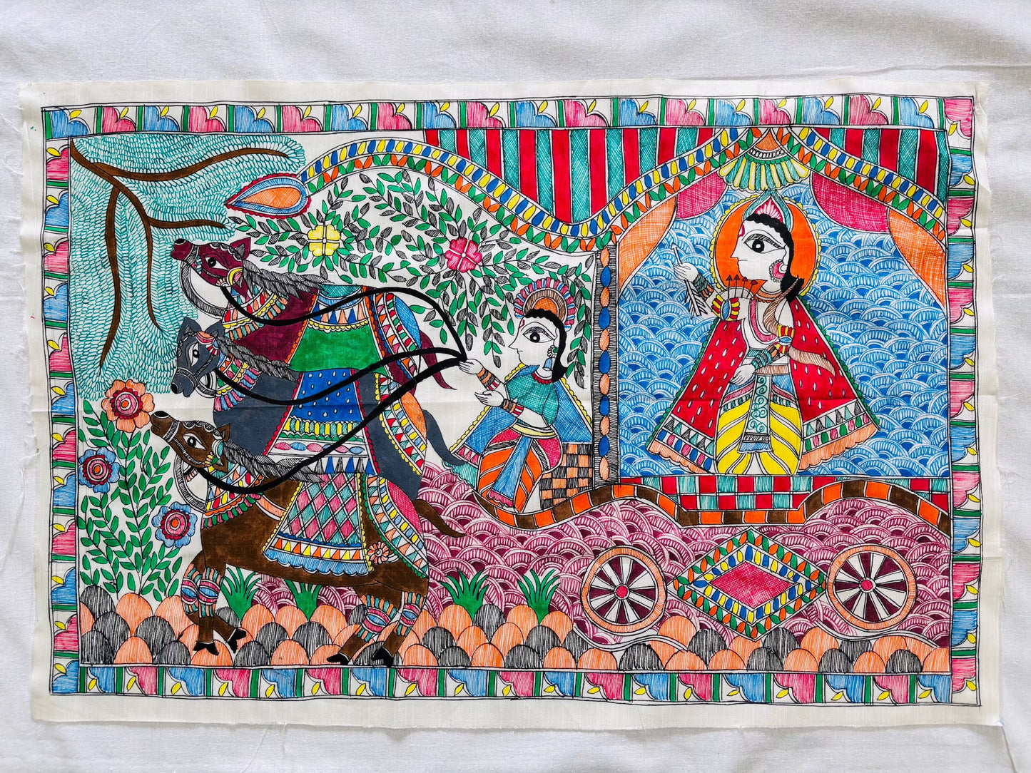Arav Ethnics  Rath Sankalp - Hand-Painted Madhubani Poster