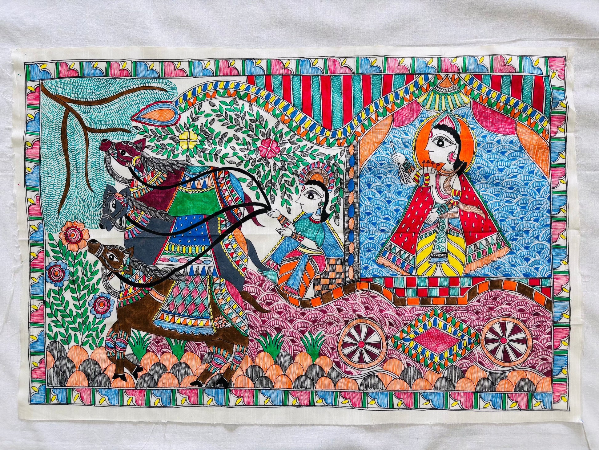 Arav Ethnics  Rath Sankalp - Hand-Painted Madhubani Poster