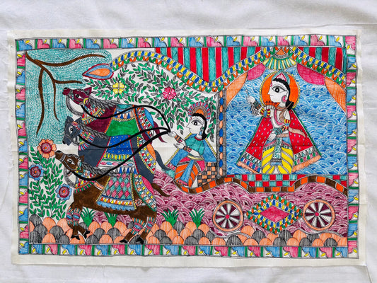 Arav Ethnics  Rath Sankalp - Hand-Painted Madhubani Poster
