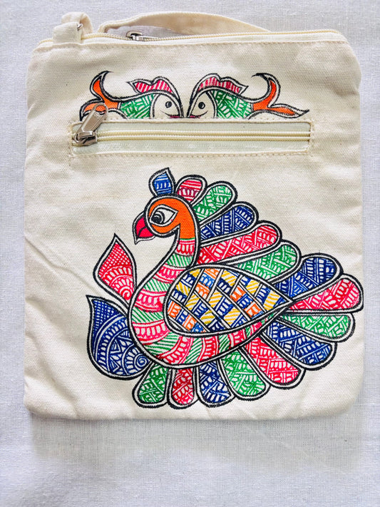 Arav Ethnics  Saanjh Vilas – Hand-Painted Madhubani Sling Bag