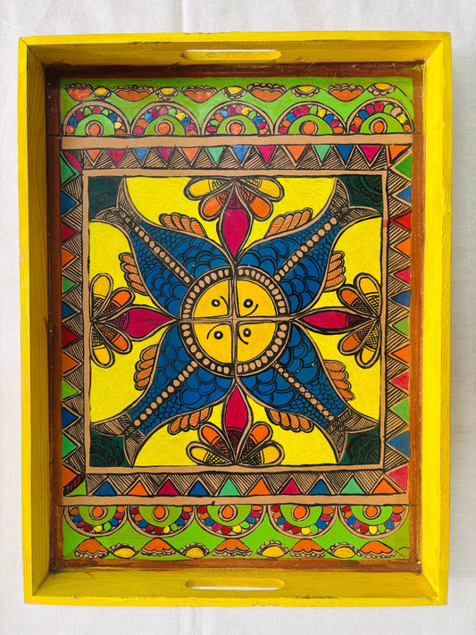Arav Ethnics  Samagra – Hand-Painted Madhubani Tray (Large)