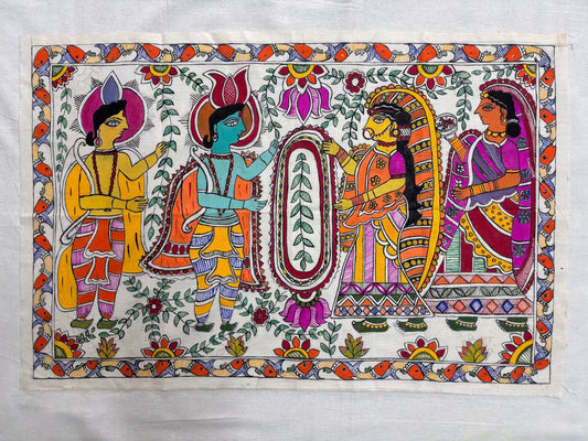 Arav Ethnics  Shubhmangal Kshan - Hand-Painted Madhubani Poster