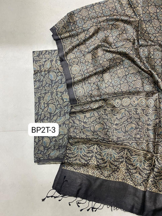 Arav Ethnics Tassar 2 piece Suit-Set in Ajrakh Print