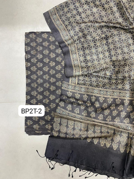 Arav Ethnics Tassar 2 piece Suit-Set in Ajrakh Print